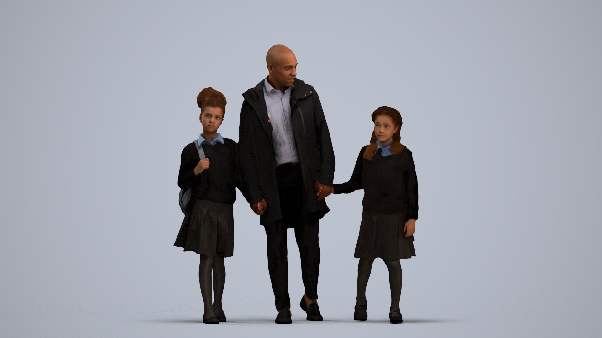 photogrammetry 3D girl kids, realistic human model archviz FBX, standing pose render