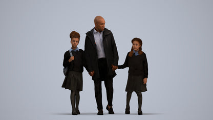 photogrammetry 3D girl kids, realistic human model archviz FBX, standing pose render