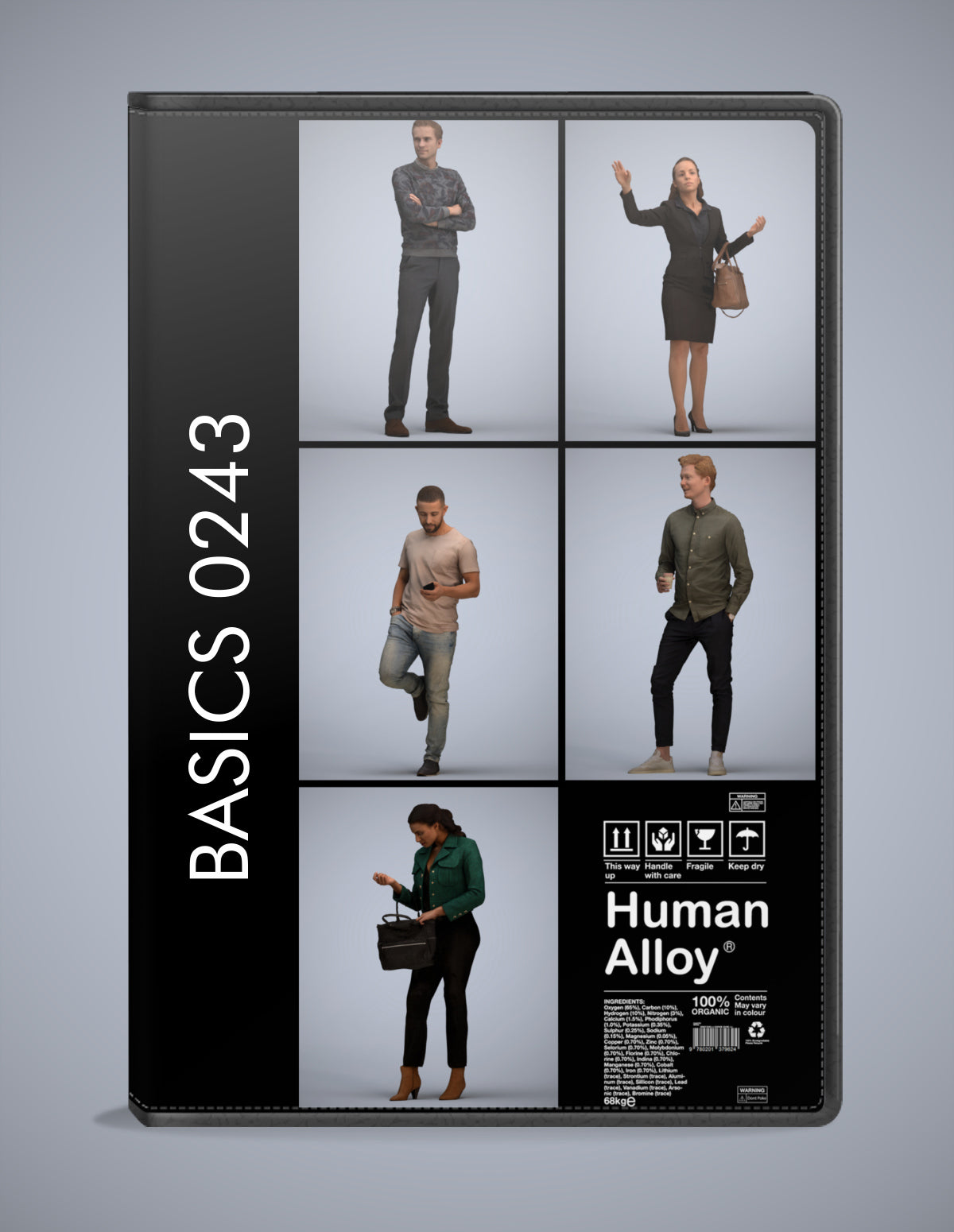 scanned 3D people standing collection, 5 photogrammetry models for Enscape and V-Ray