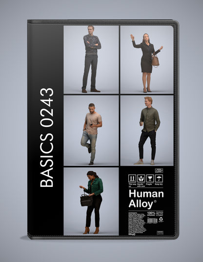 scanned 3D people standing collection, 5 photogrammetry models for Enscape and V-Ray