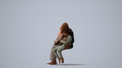 realistic 3D human girl casual kids, archviz people FBX OBJ for Blender, three-quarter view render