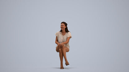 photogrammetry 3D woman casual sitting, realistic human model archviz FBX, standing pose render