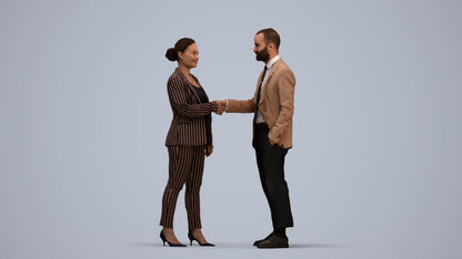 realistic 3D woman business, scanned archviz people for Blender and 3ds Max, standing pose render