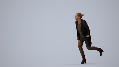 realistic 3D people woman business standing, render-ready for V-Ray and Corona, FBX OBJ, three-quarter view render