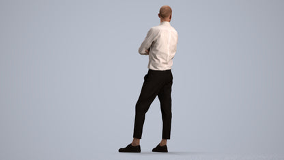 realistic 3D people man business standing, render-ready for V-Ray and Corona, FBX OBJ, front view render