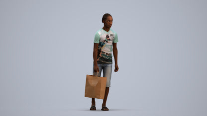 3D scanned boy shopping casual, photorealistic archviz people for Enscape and SketchUp, standing pose render