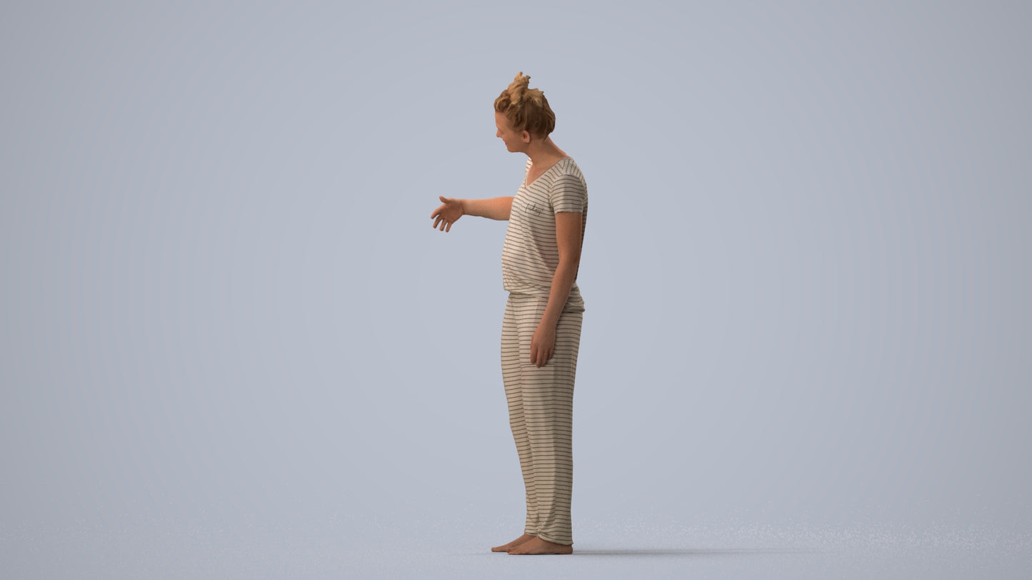 photogrammetry 3D woman bathroom, realistic human model archviz FBX, three-quarter view render