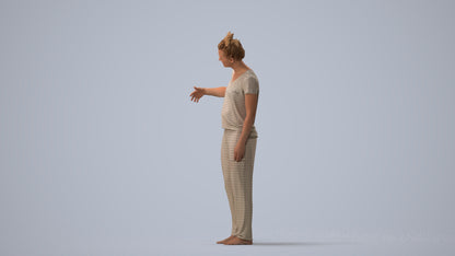 photogrammetry 3D woman bathroom, realistic human model archviz FBX, three-quarter view render