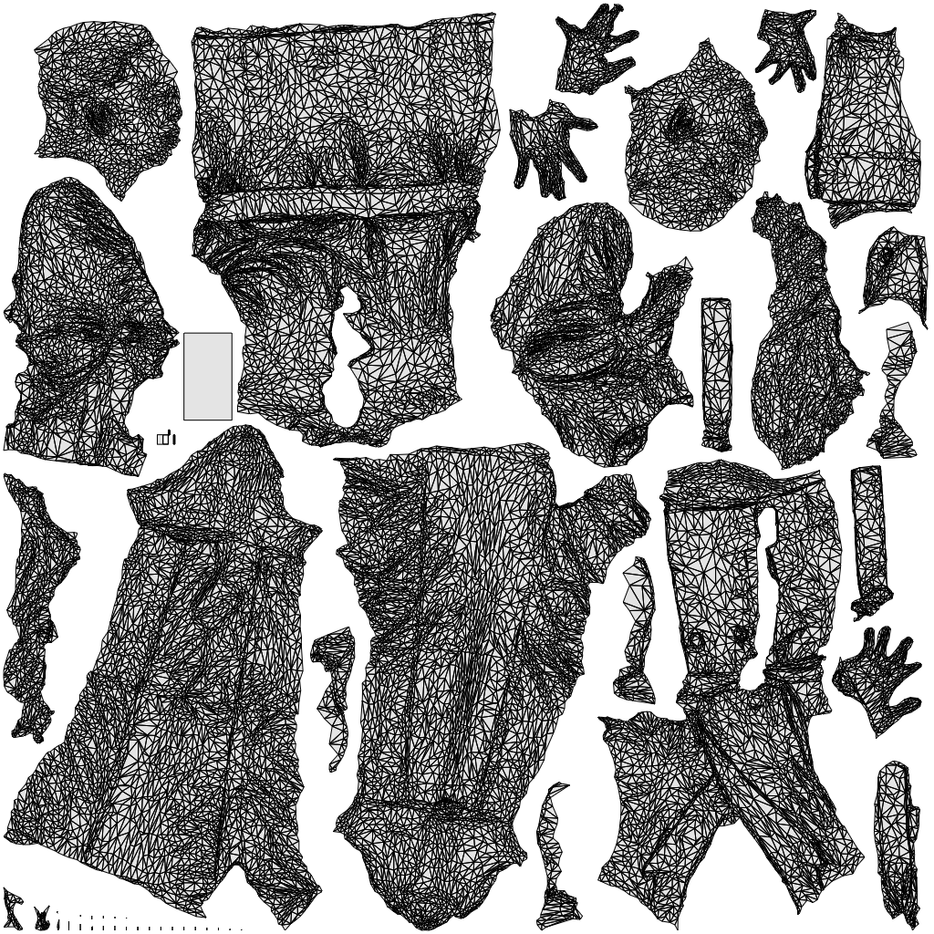 3D scanned woman business, photorealistic archviz people for Enscape and SketchUp, wireframe top-down view