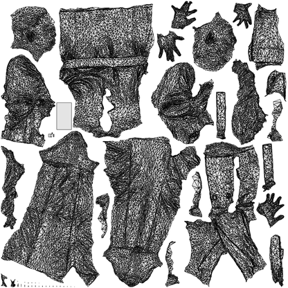 3D scanned woman business, photorealistic archviz people for Enscape and SketchUp, wireframe top-down view
