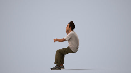 realistic 3D people man casual sitting, render-ready for V-Ray and Corona, FBX OBJ, three-quarter view render