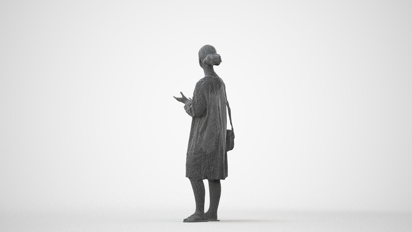 realistic 3D human girl casual kids, archviz people FBX OBJ for Blender, square thumbnail