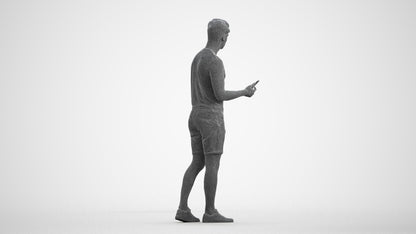 realistic 3D human man casual standing, archviz people FBX OBJ for Blender, wireframe front view