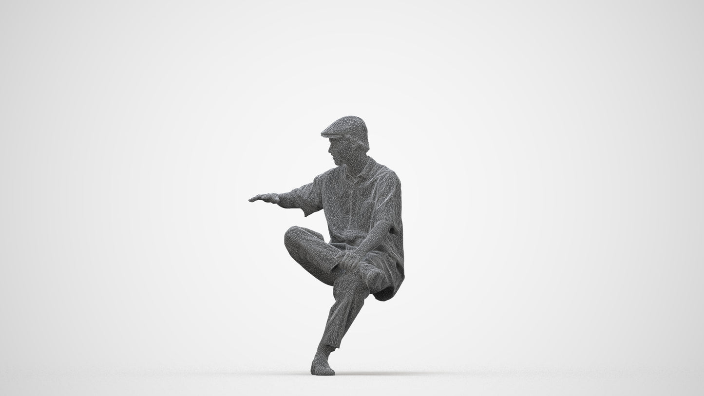 realistic 3D people man casual sitting, render-ready for V-Ray and Corona, FBX OBJ, wireframe back view