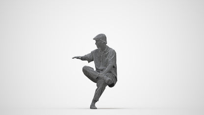 realistic 3D people man casual sitting, render-ready for V-Ray and Corona, FBX OBJ, wireframe back view