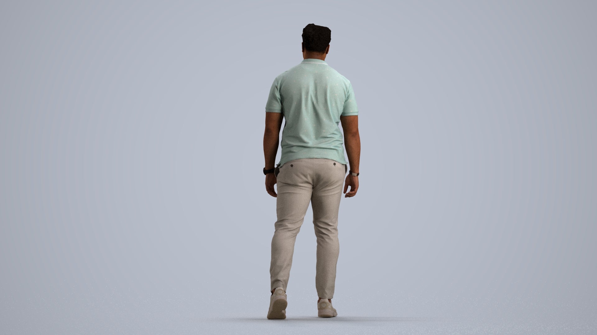 realistic 3D people man casual walking, render-ready for V-Ray and Corona, FBX OBJ, front view render