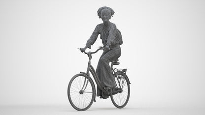 photogrammetry 3D woman casual cycling, realistic human model archviz FBX, three-quarter front view render