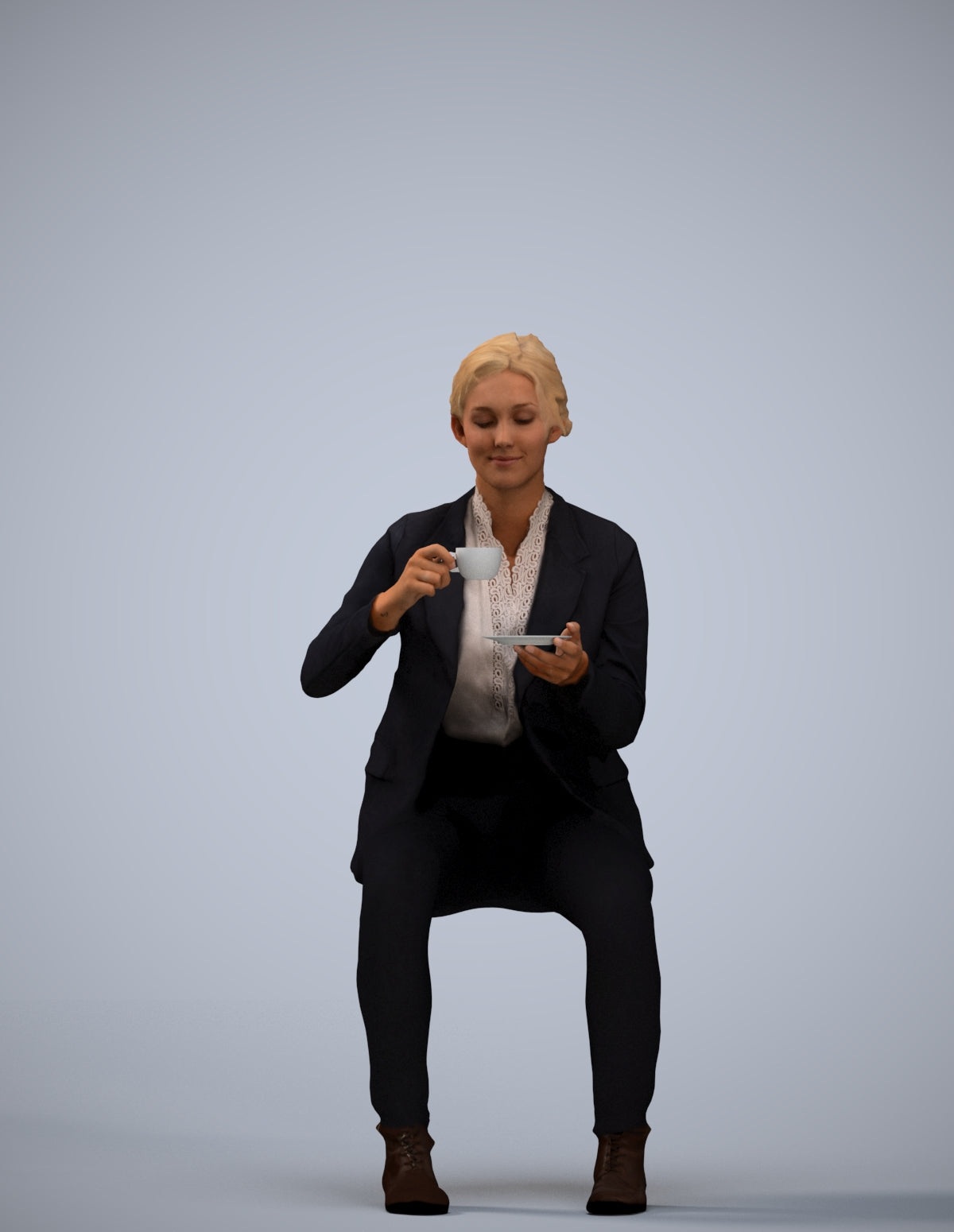 scanned 3D woman business, photogrammetry people for Enscape and V-Ray