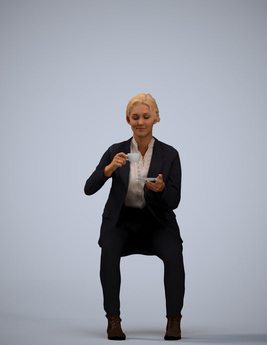 scanned 3D woman business, photogrammetry people for Enscape and V-Ray