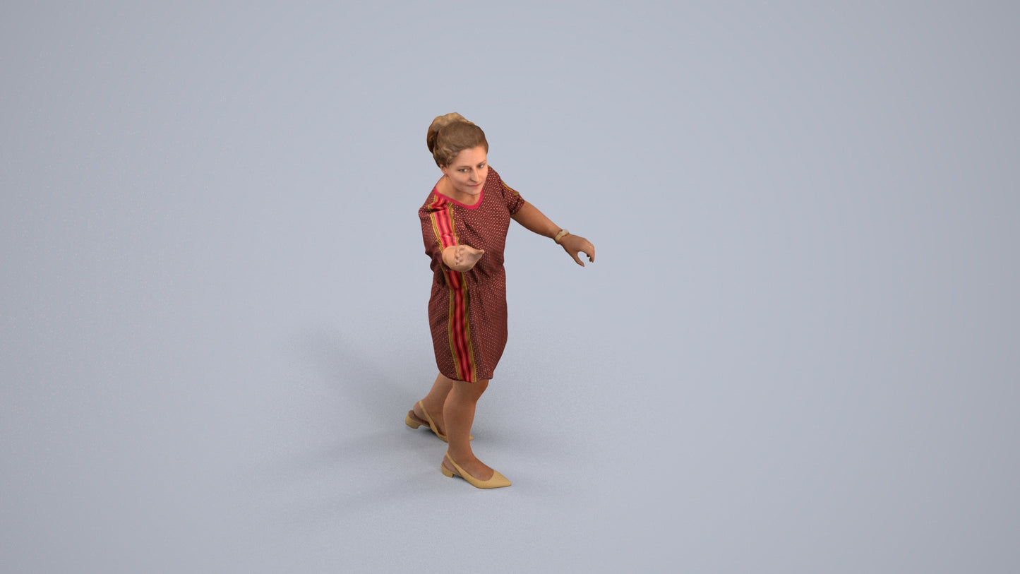 realistic 3D woman casual standing, scanned archviz people for Blender and 3ds Max, back view render