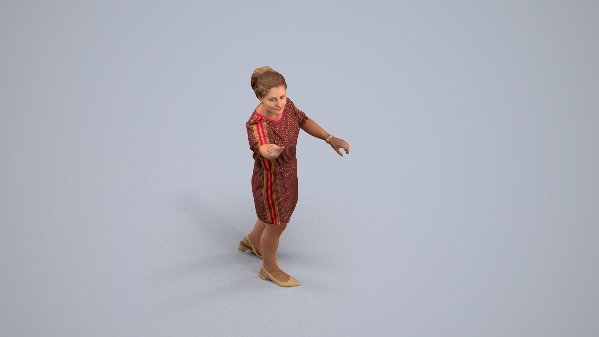 realistic 3D woman casual standing, scanned archviz people for Blender and 3ds Max, back view render