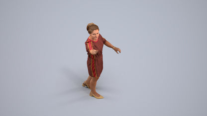 realistic 3D woman casual standing, scanned archviz people for Blender and 3ds Max, back view render