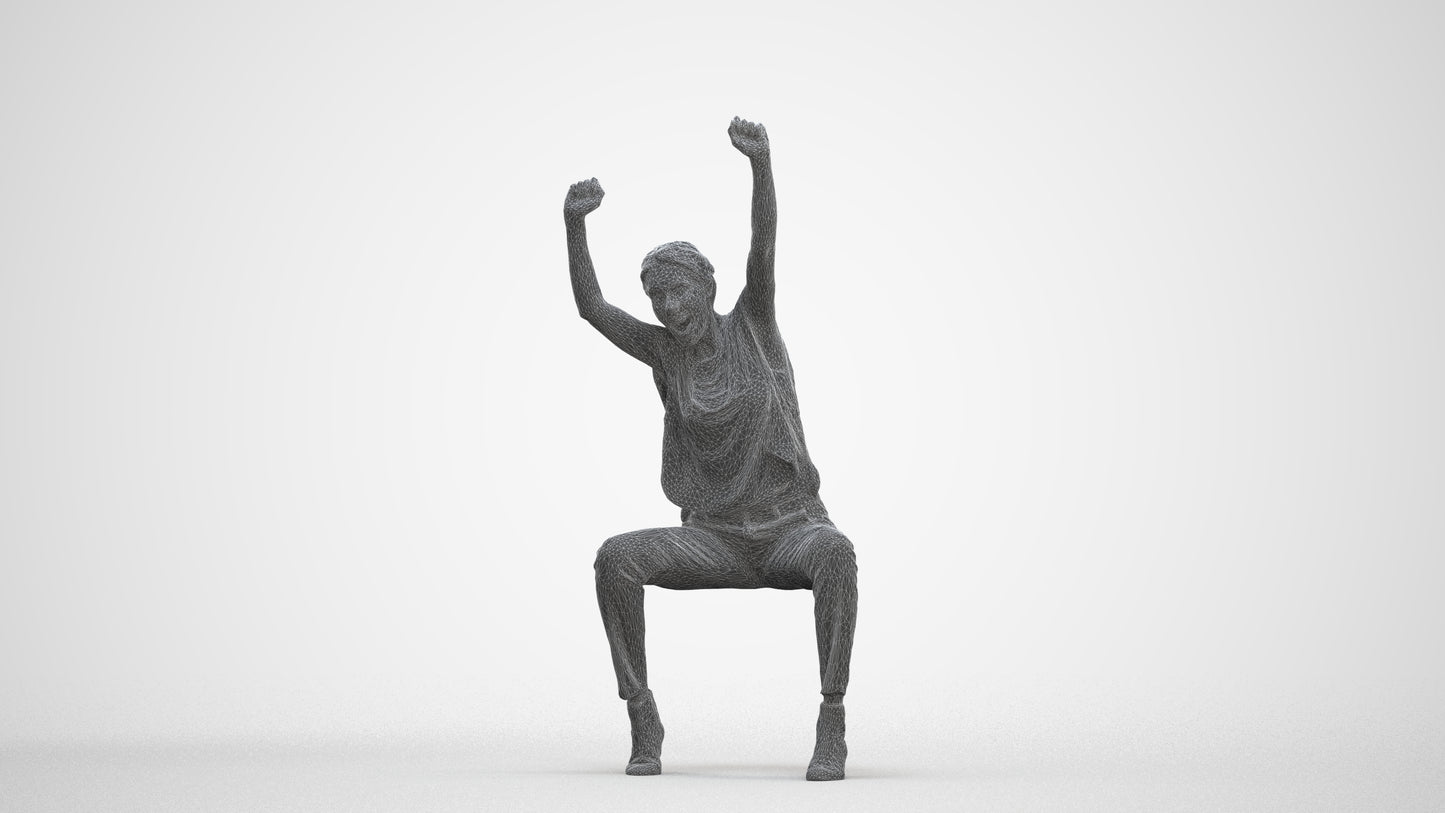 realistic 3D people woman casual sitting, render-ready for V-Ray and Corona, FBX OBJ, three-quarter front view render