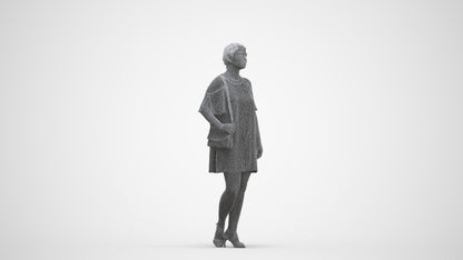 scanned 3D woman formal standing, photogrammetry people for Enscape and V-Ray, three-quarter front view render
