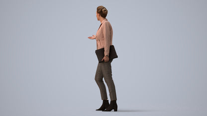 realistic 3D people woman business, render-ready for V-Ray and Corona, FBX OBJ, three-quarter view render
