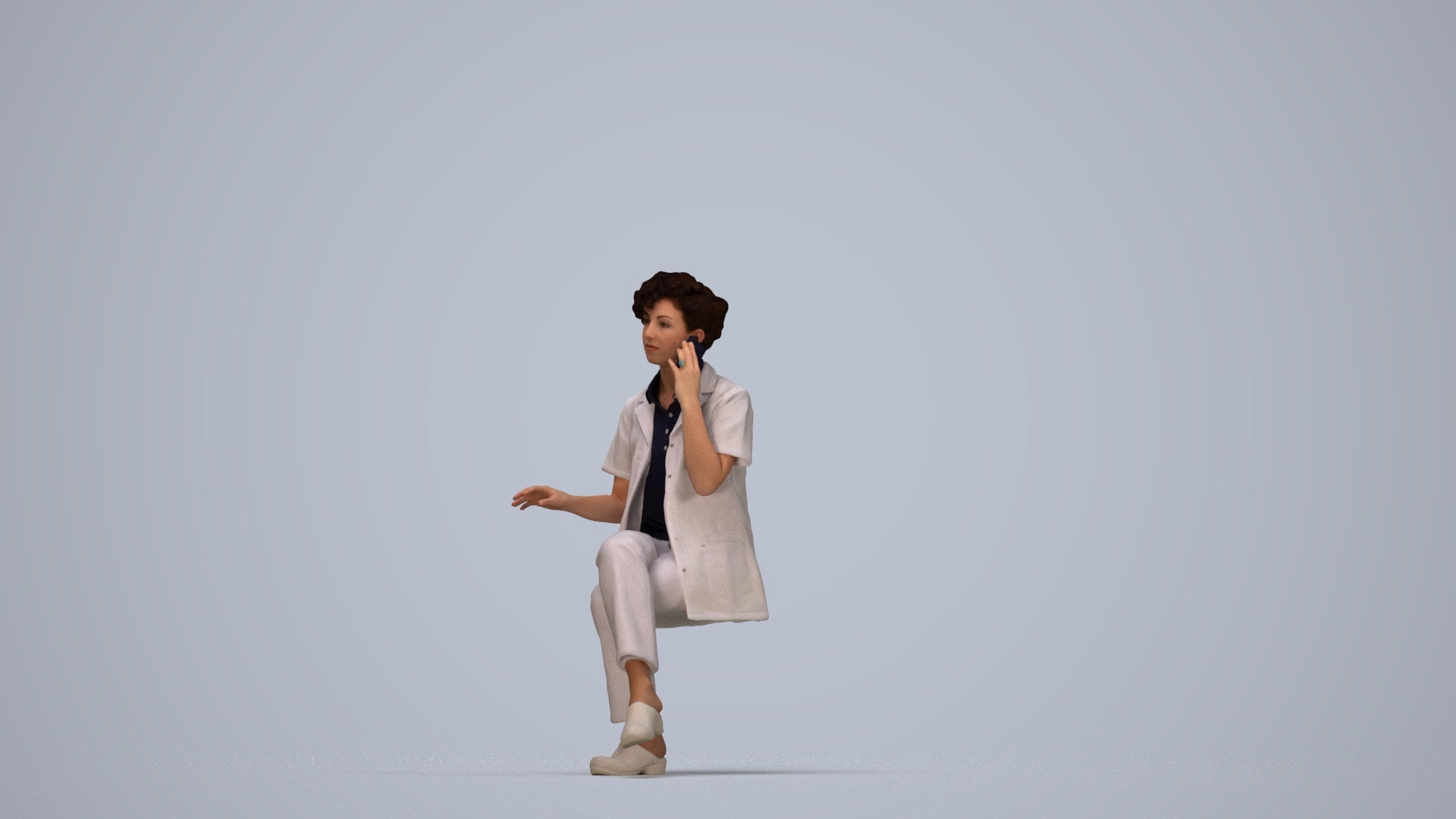 scanned 3D woman standing, photogrammetry people for Enscape and V-Ray, top-down view render