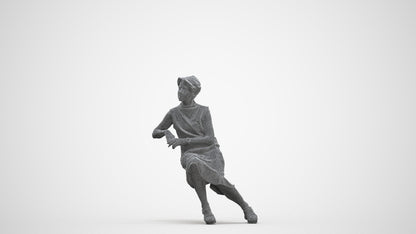 3D scanned woman sitting casual, photorealistic archviz people for Enscape and SketchUp, three-quarter front view render