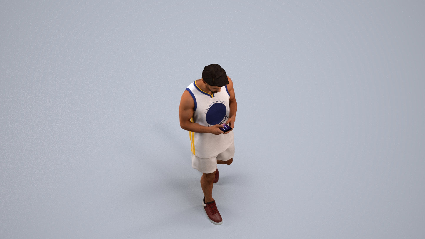 photogrammetry 3D man sport walking, realistic human model archviz FBX, back view render