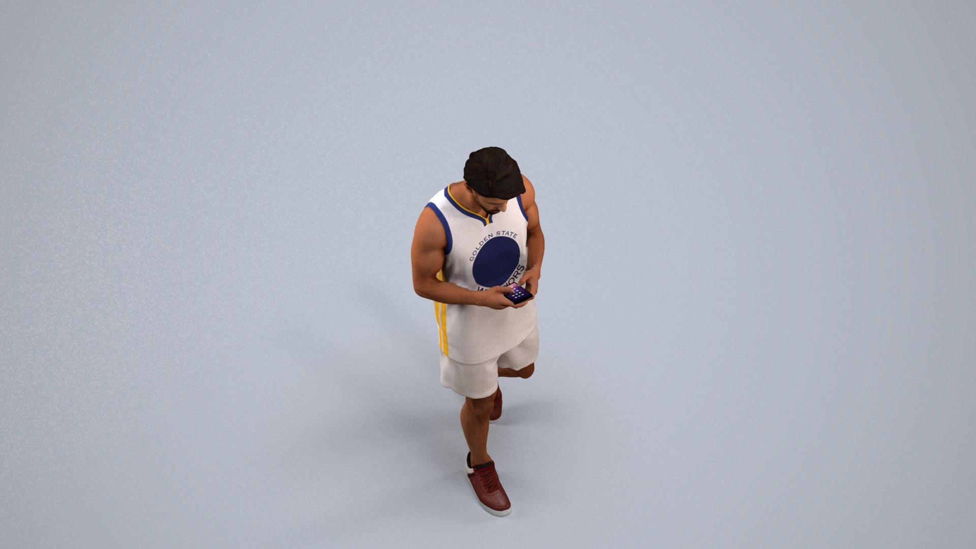 photogrammetry 3D man sport walking, realistic human model archviz FBX, back view render