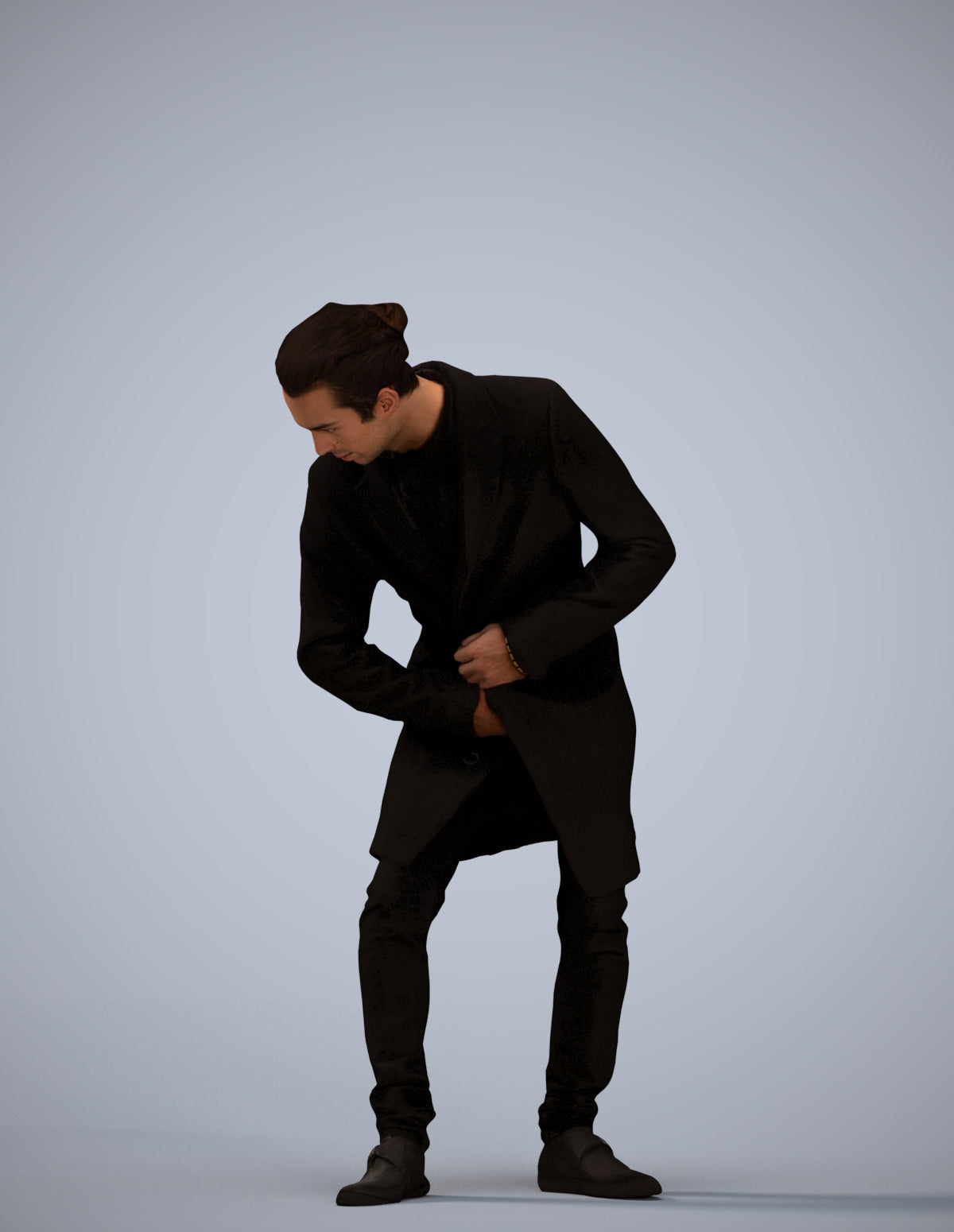 photogrammetry 3D man casual sitting, realistic human model archviz FBX
