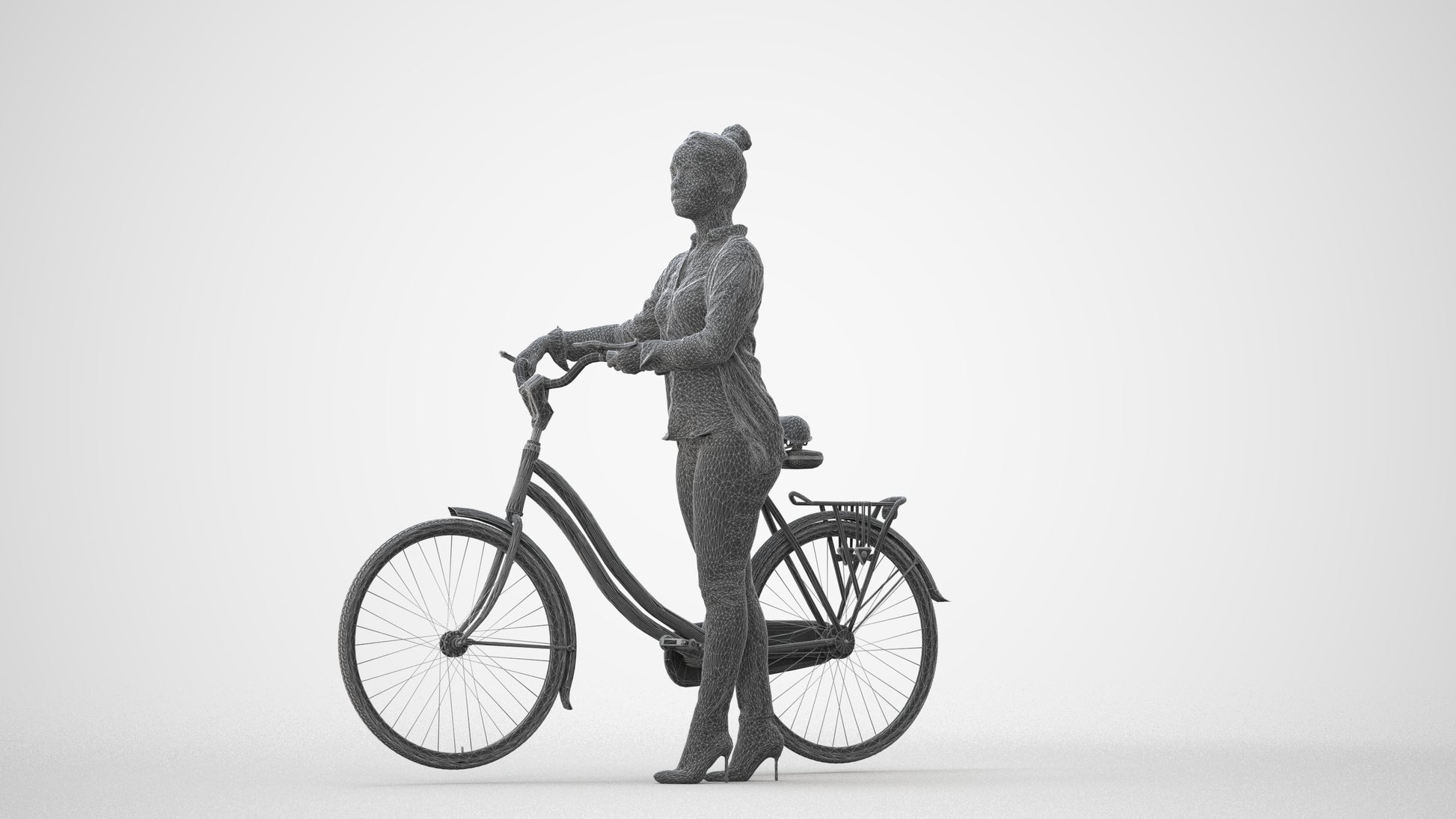 scanned 3D woman business walking, photogrammetry people for Enscape and V-Ray, square thumbnail