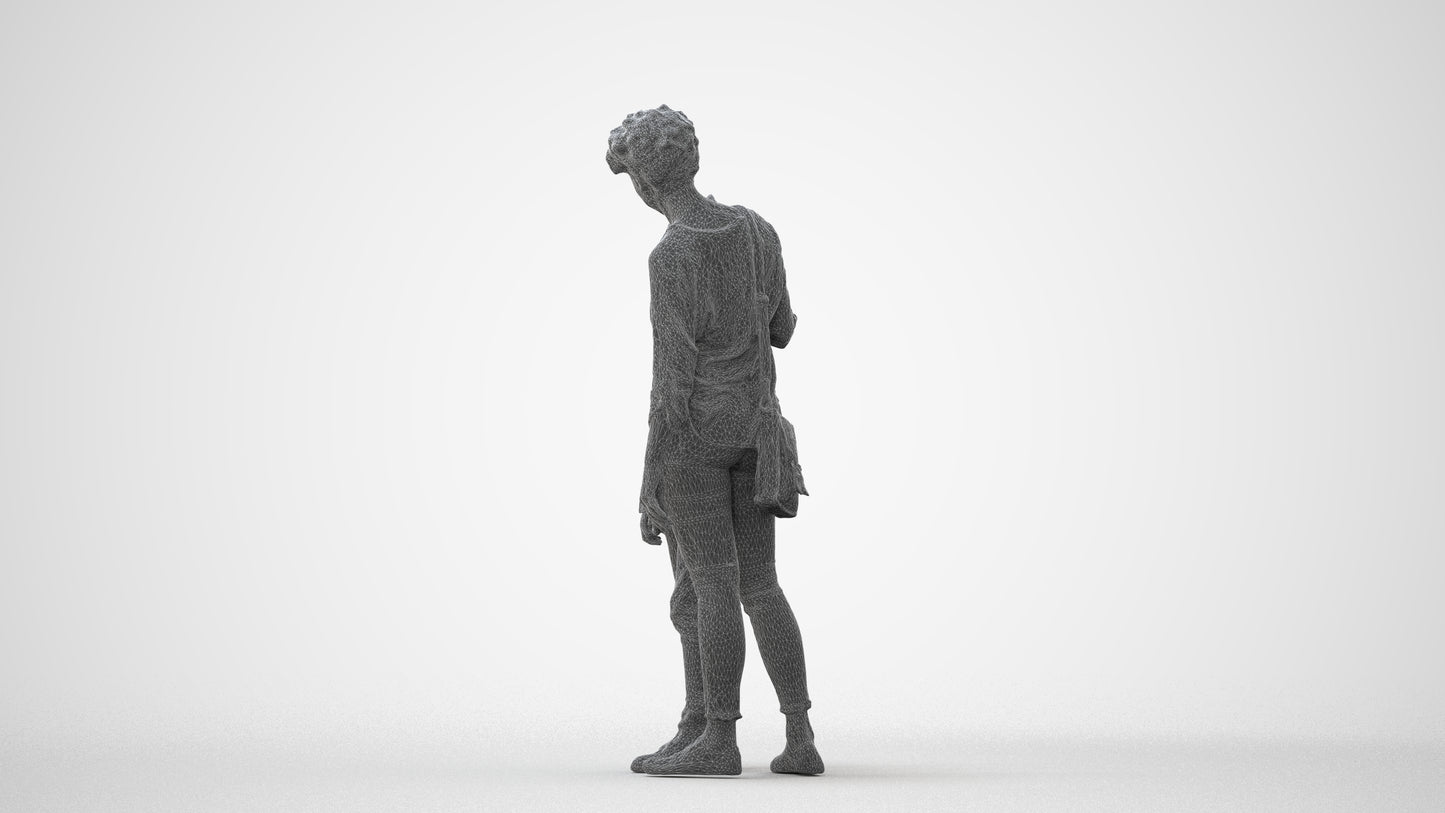 realistic 3D girl casual kids, scanned archviz people for Blender and 3ds Max, square thumbnail
