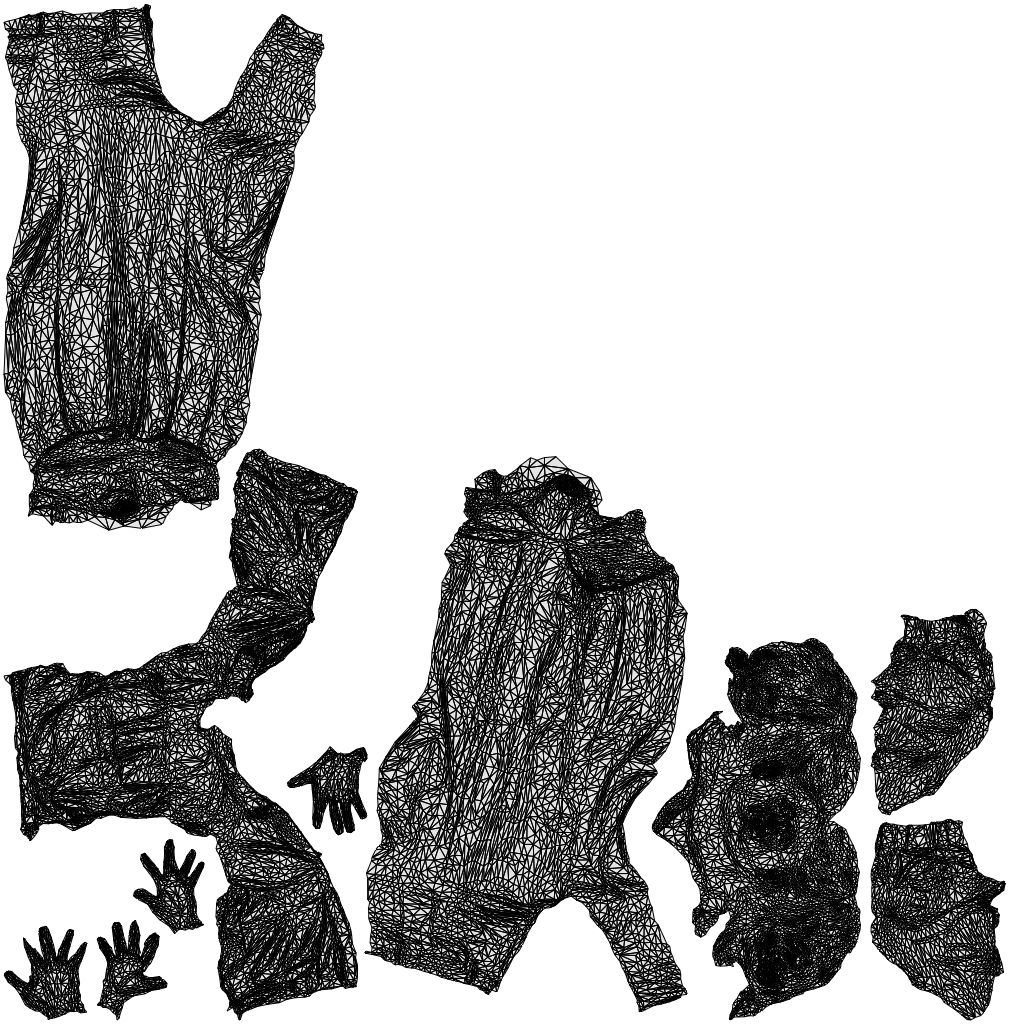 scanned 3D woman casual standing, photogrammetry people for Enscape and V-Ray, wireframe top-down view