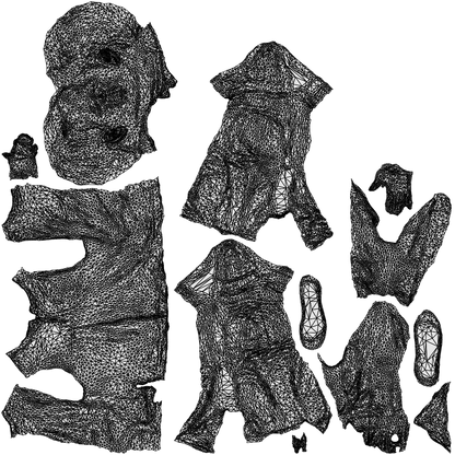 scanned 3D boy casual kids, photogrammetry people for Enscape and V-Ray, wireframe top-down view