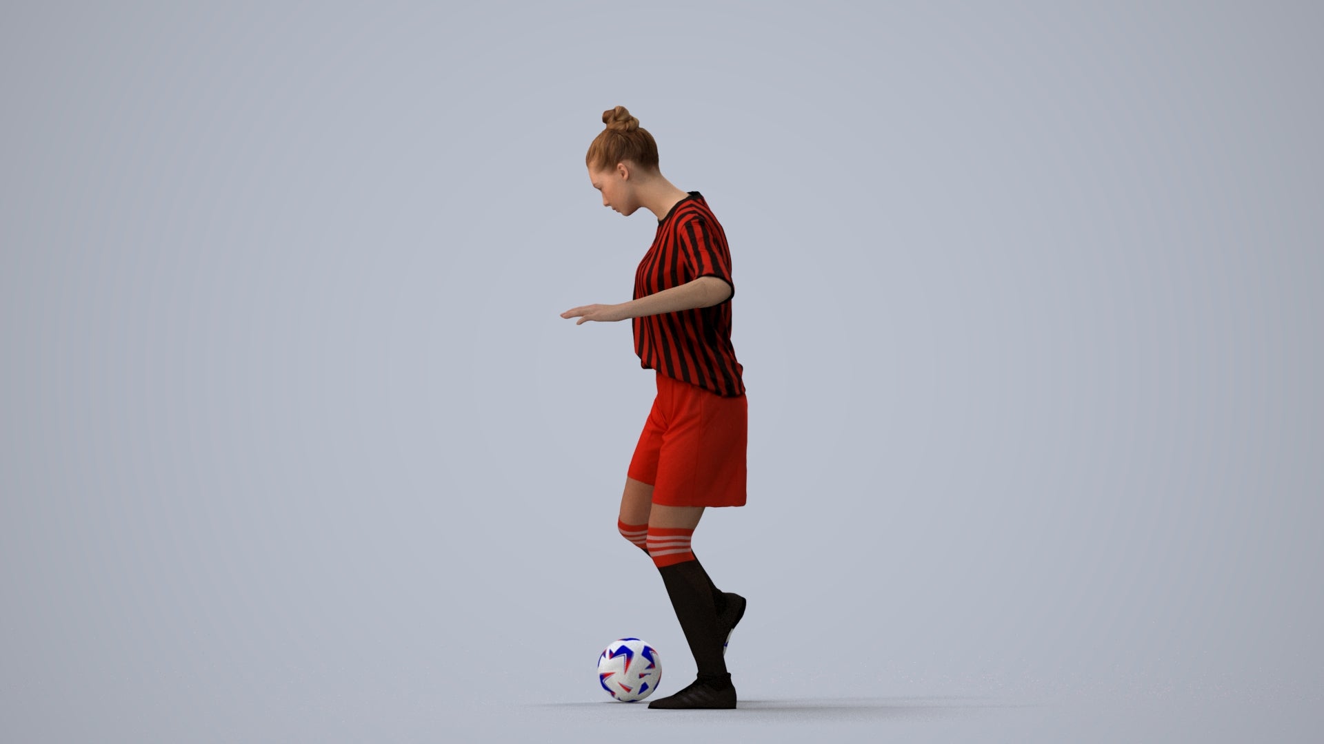 realistic 3D girl sport, scanned archviz people for Blender and 3ds Max, three-quarter view render
