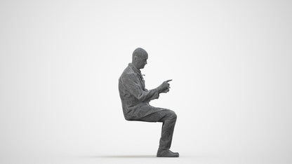 3D people model senior man medical, scanned human for 3ds Max rendering, wireframe side view