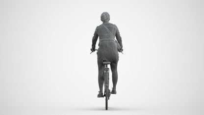 realistic 3D people woman casual cycling, render-ready for V-Ray and Corona, FBX OBJ, wireframe front view