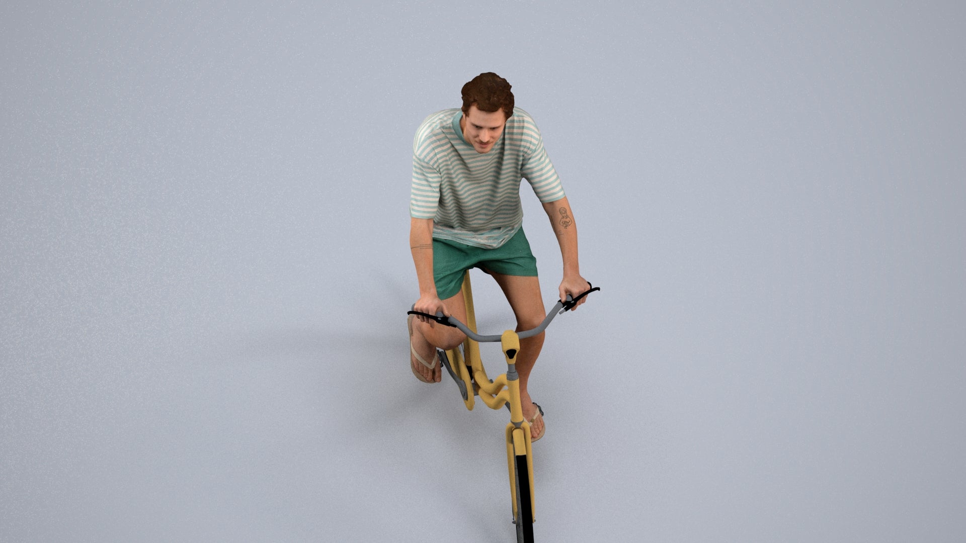 3D people model woman casual cycling, scanned human for 3ds Max rendering, back view render