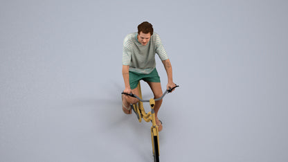 3D people model woman casual cycling, scanned human for 3ds Max rendering, back view render