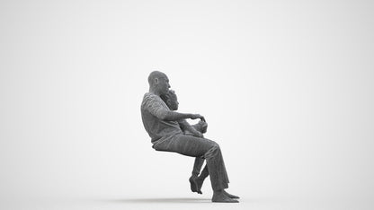 3D human model girl casual kids, photogrammetry scanned person for archviz, wireframe side view