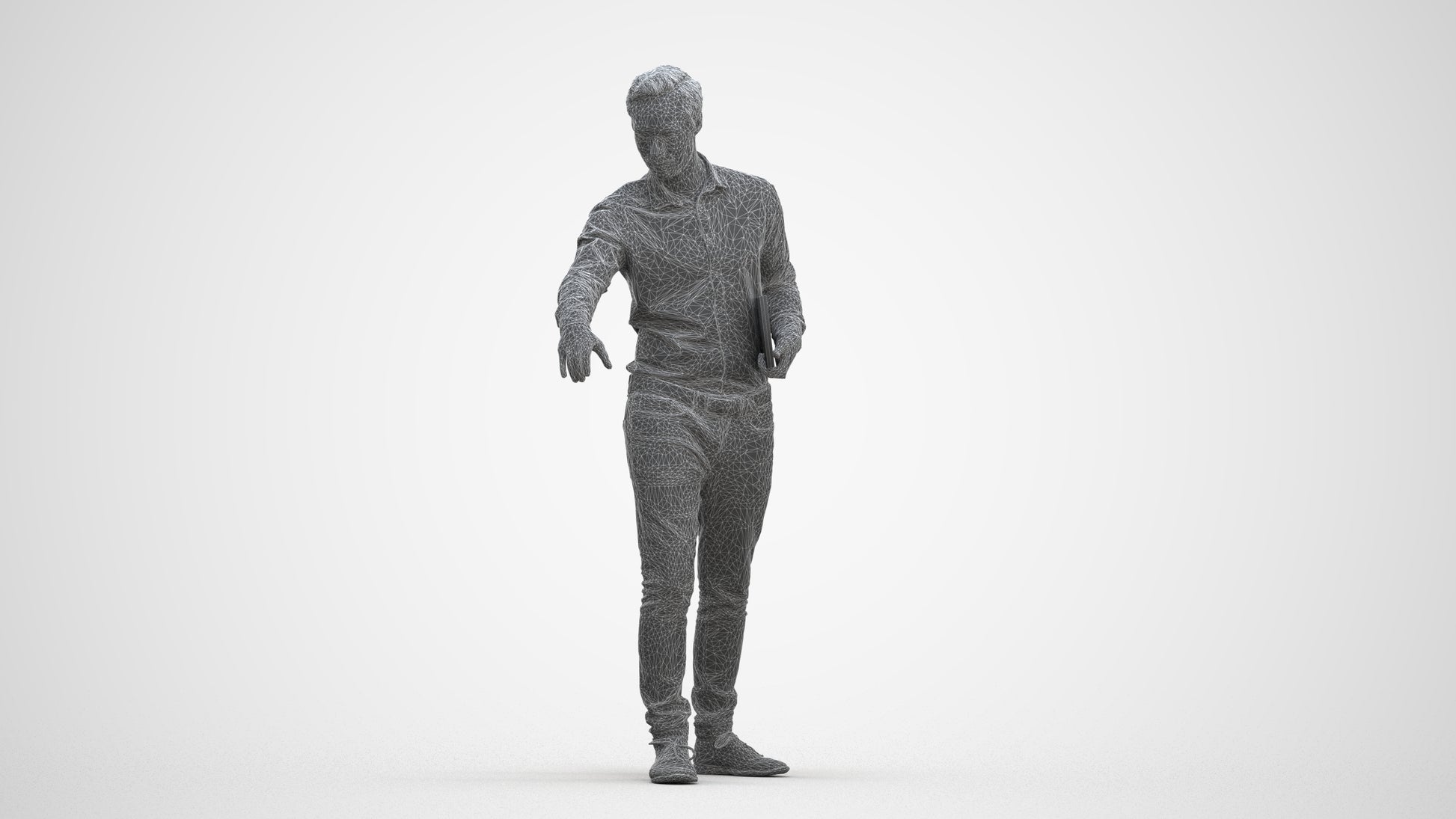 3D people model man casual formal, scanned human for 3ds Max rendering, three-quarter front view render
