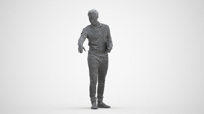 3D people model man casual formal, scanned human for 3ds Max rendering, three-quarter front view render