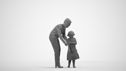 3D people model girl kids, scanned human for 3ds Max rendering, wireframe side view