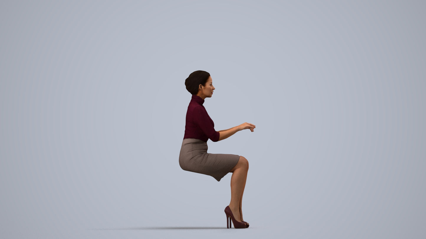 photogrammetry 3D woman business, realistic human model archviz FBX, side view render