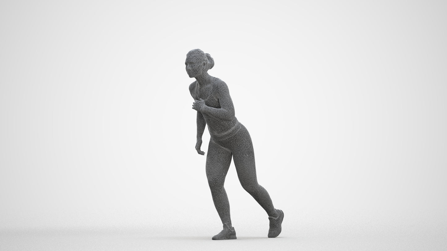 3D people model woman sport, scanned human for 3ds Max rendering, three-quarter front view render