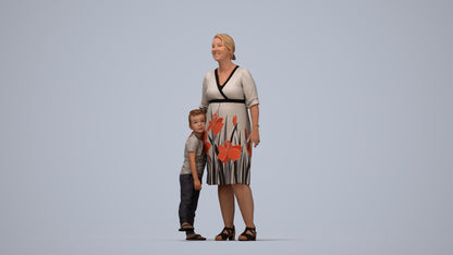 photogrammetry 3D girl casual kids, realistic human model archviz FBX, top-down view render